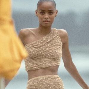 Zara Gold One-Shoulder Top